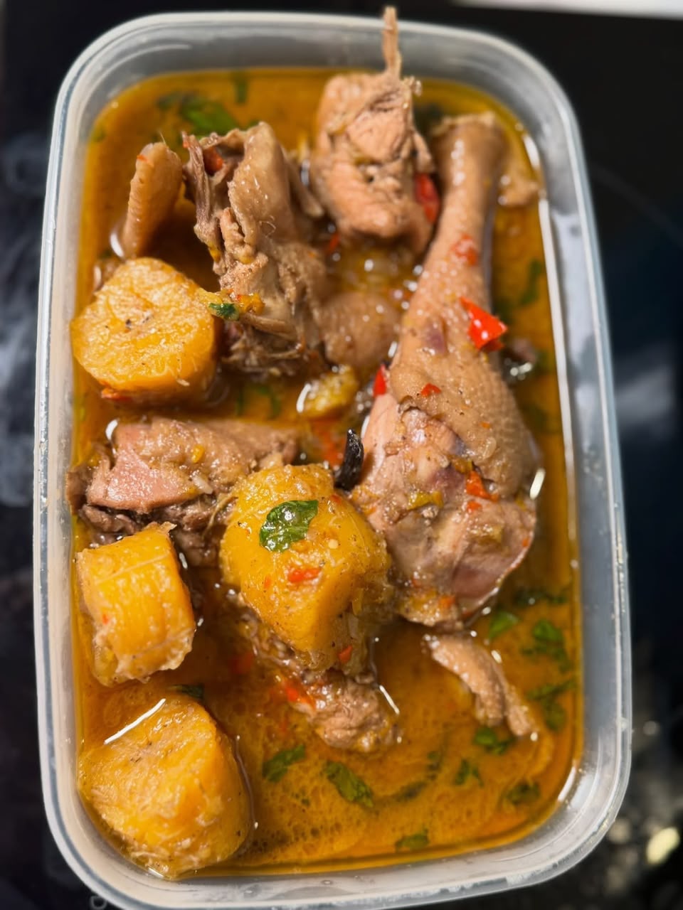 Chicken and plantain pepper soup